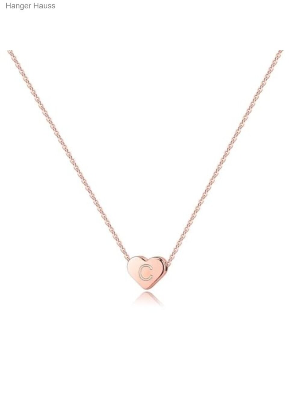 14K Rose Gold Plated Heart Initial Necklace - Dainty Letter Pendant Jewelry